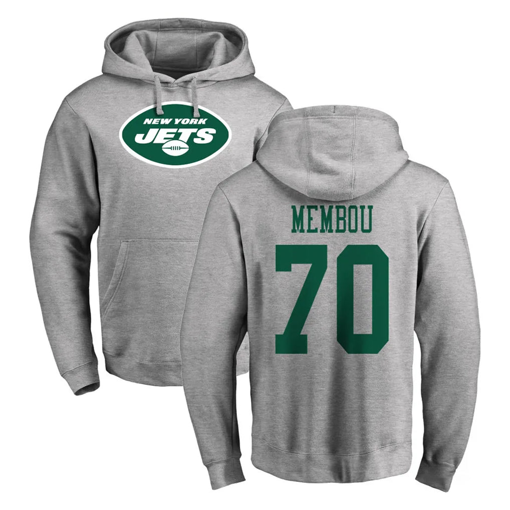 Fenge NY.Jets #70 Armand Membou Player Gray LOGO Pullover Hoodies Limited Game Stitched Jerseys