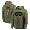 Fenge NY.Jets #7 Geno Smith Player Olive Salute to Service Pullover Hoodies Home Game Stitched Jerseys