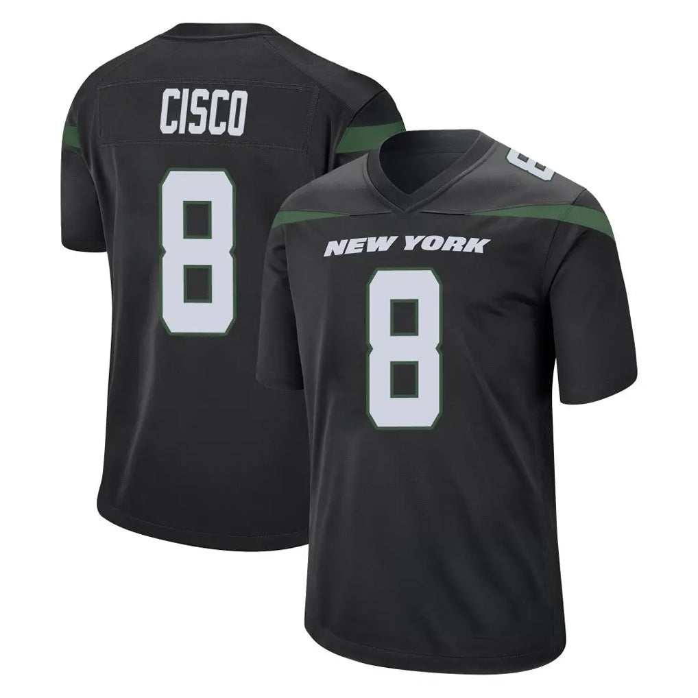 Fenge NY.Jets #8 Andre Cisco Player Stealth Black Home Game Stitched Jerseys