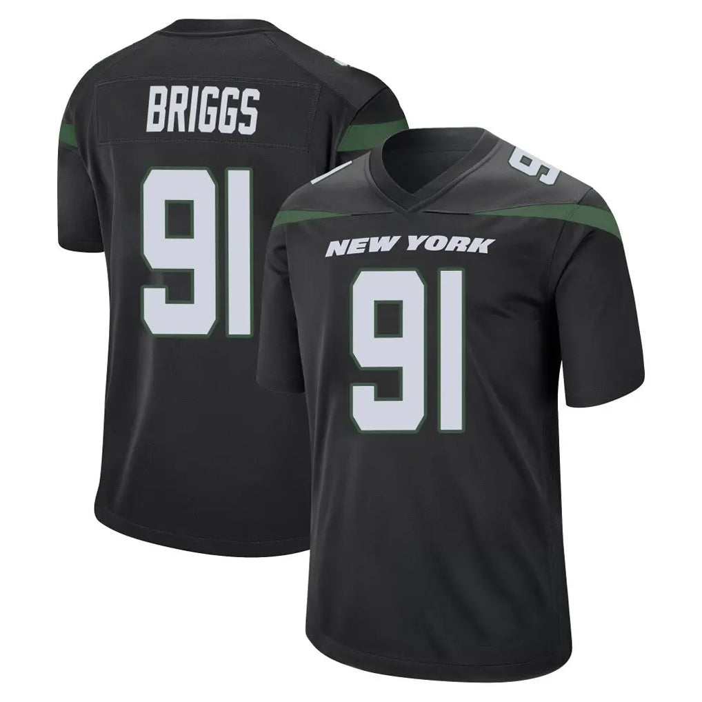 Fenge NY.Jets #91 Jowon Briggs Player Stealth Black Home Game Stitched Jerseys