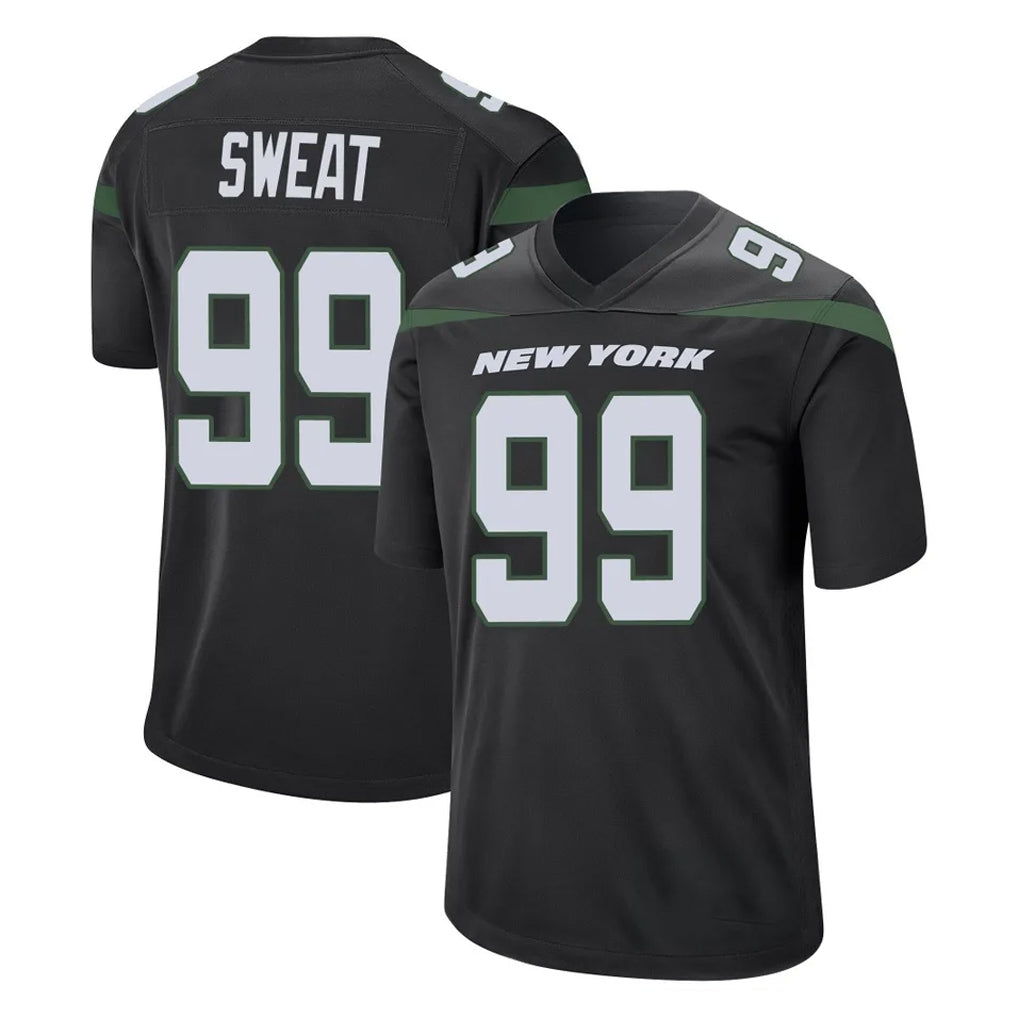 Fenge NY.Jets #99 T'Vondre Sweat Player Stealth Black Home Game Stitched Jerseys
