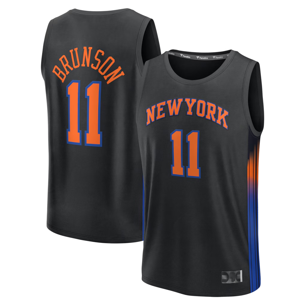 Fenge NY.Knicks #11 Jalen Brunson  Black Fast Break Jerseys - Statement Edition