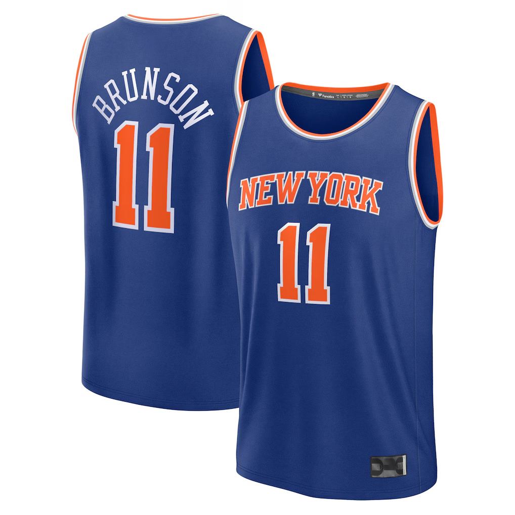 Fenge NY.Knicks #11 Jalen Brunson  Blue Fast Break Replica Player Jerseys - Icon Edition