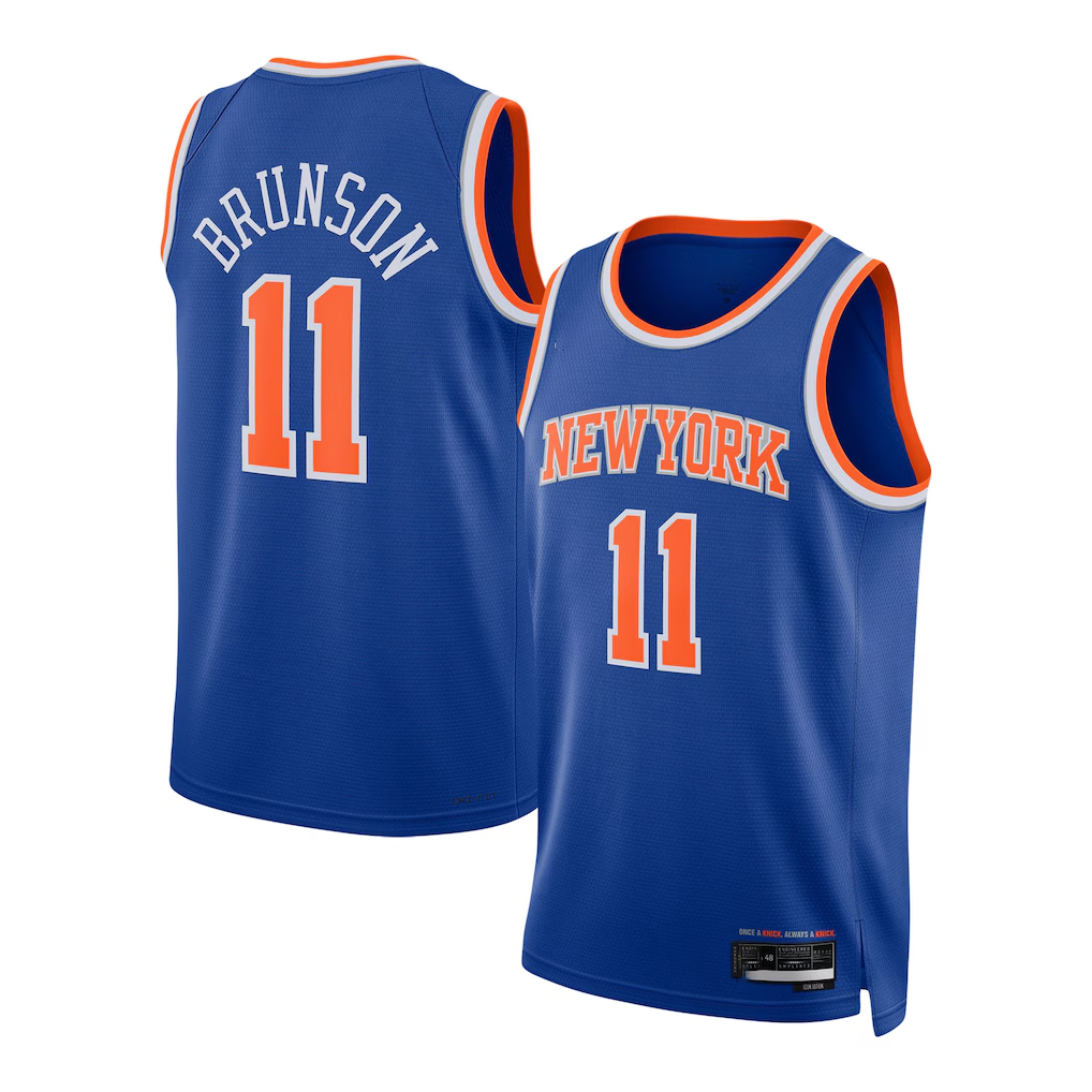 Fenge NY.Knicks #11 Jalen Brunson Blue Swingman Jerseys - Icon Edition