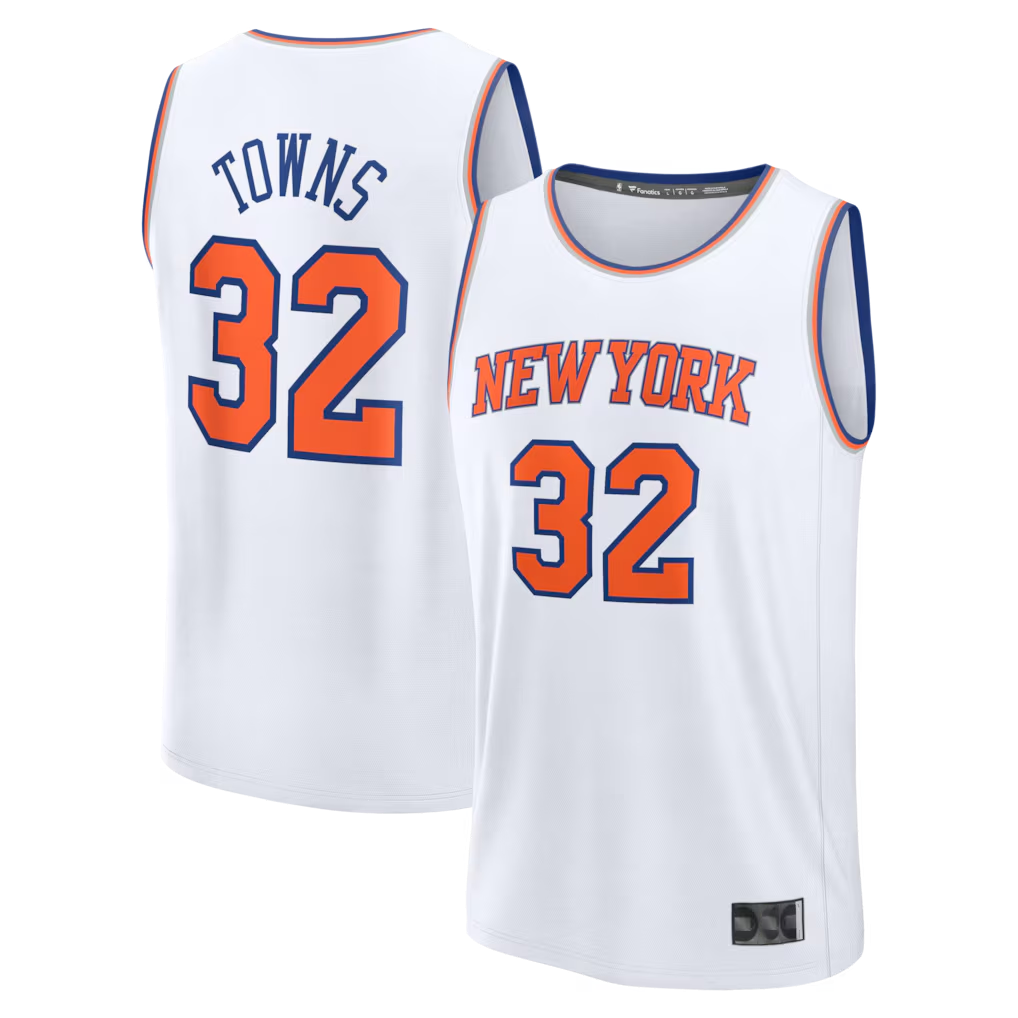 Fenge NY.Knicks #32 Karl-Anthony Towns  White Fast Break Replica Player Jerseys - Association Edition