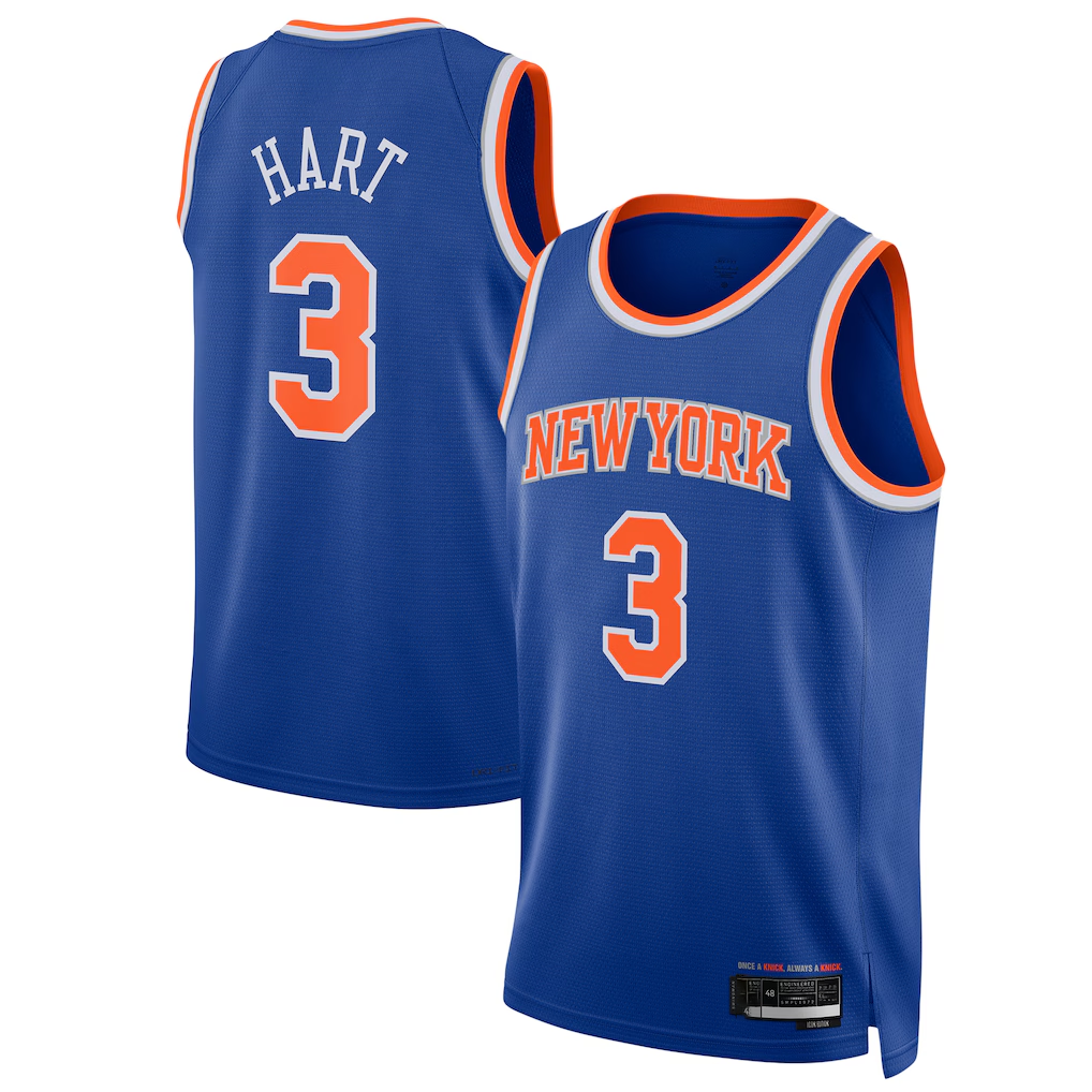 Fenge NY.Knicks #3 Josh Hart Blue Swingman Player Jerseys - Icon Edition