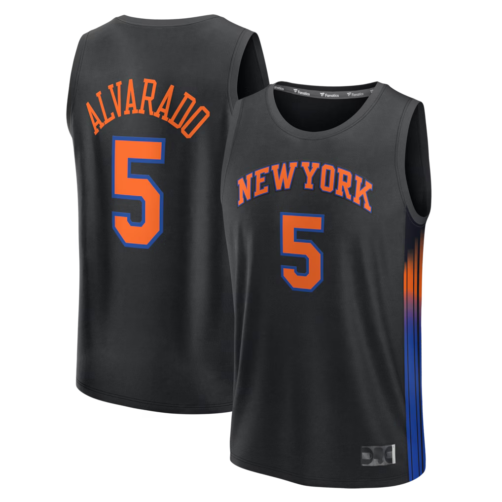 Fenge NY.Knicks #5 Jose Alvarado  Black Fast Break Replica Jerseys - Statement Edition