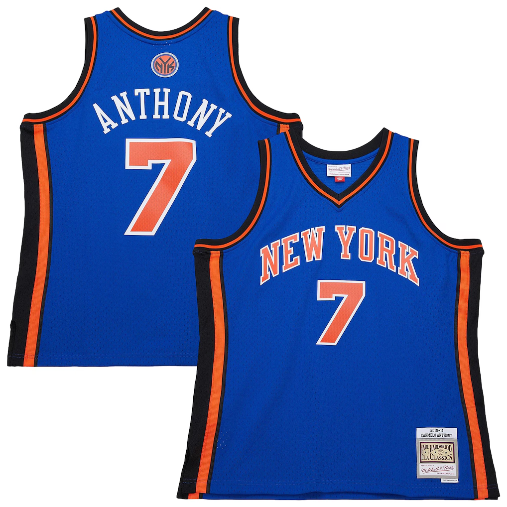 Fenge NY.Knicks #7 Carmelo Anthony Mitchell & Ness Blue 201011 Swingman Jerseys