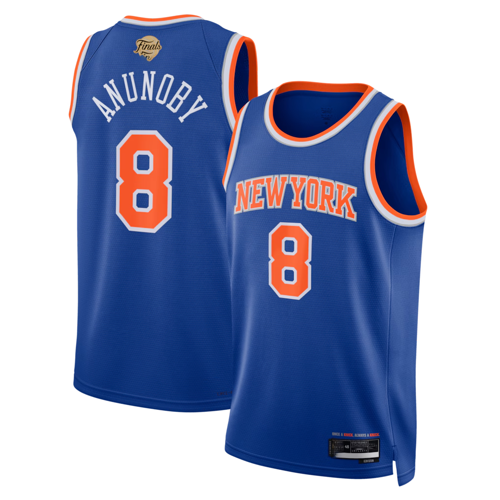 Fenge NY.Knicks #8 OG Anunoby Blue 2026  Finals Patch Swingman Jerseys - Icon Edition