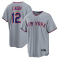 Fenge NY.Mets #12 Francisco Lindor Player Gray Road Home Game Stitched Jerseys