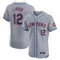 Fenge NY.Mets #12 Francisco Lindor Player Gray Road Limited Elite Home Stitched Jerseys