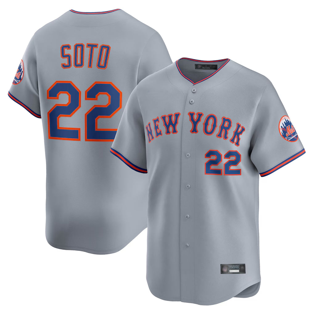 Fenge NY.Mets #22 Juan Soto Player Gray Road Limited Home Stitched Jerseys