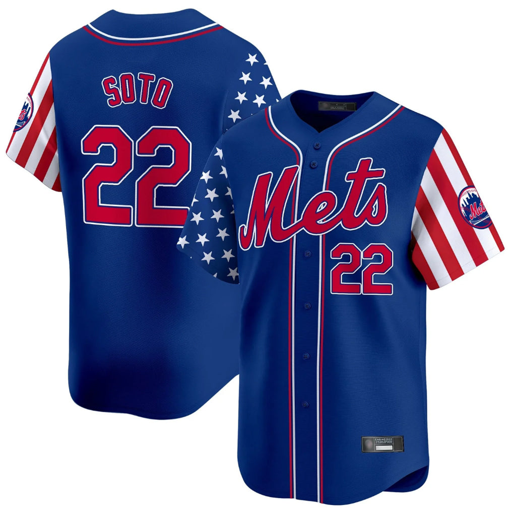 Fenge NY.Mets #22 Juan Soto Player Royal 2025 Independence Day Vapor Premier Limited  Stitched Jerseys