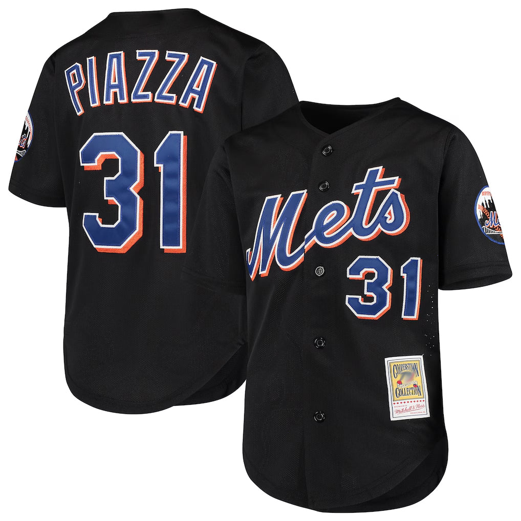 Fenge NY.Mets #31 Mike Piazza Player Black Mitchell & Ness Cooperstown Collection Home Limited Stitched Jerseys
