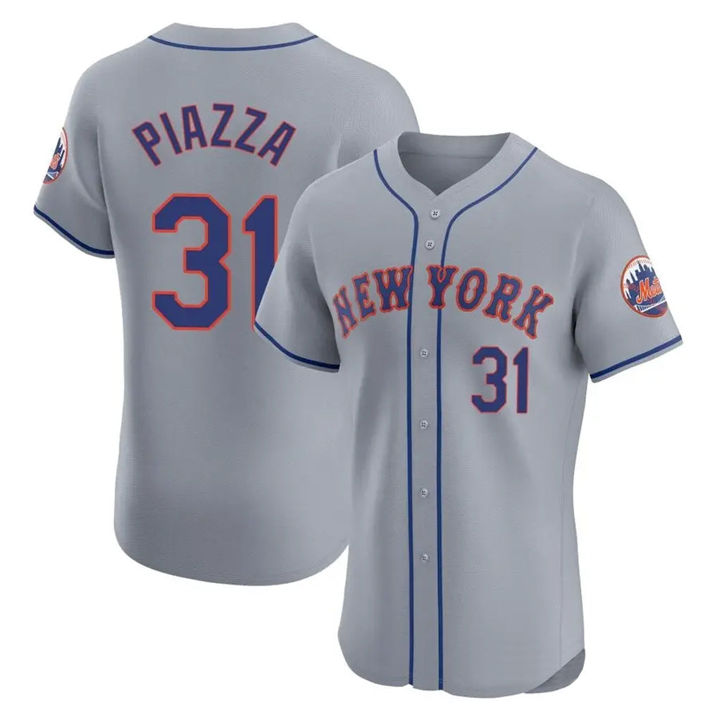 Fenge NY.Mets #31 Mike Piazza Player Gray Road Limited Elite Home Stitched Jerseys