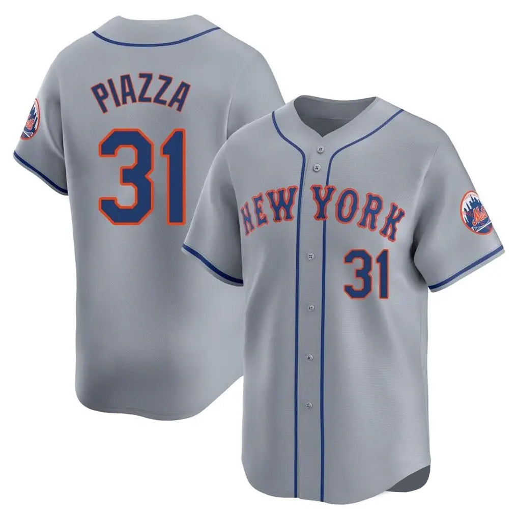 Fenge NY.Mets #31 Mike Piazza Player Gray Road Limited Home Stitched Jerseys