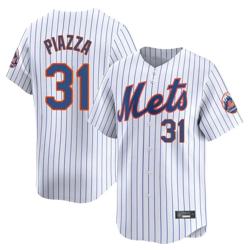 Fenge NY.Mets #31 Mike Piazza Player White Home Replica Stitched Jerseys