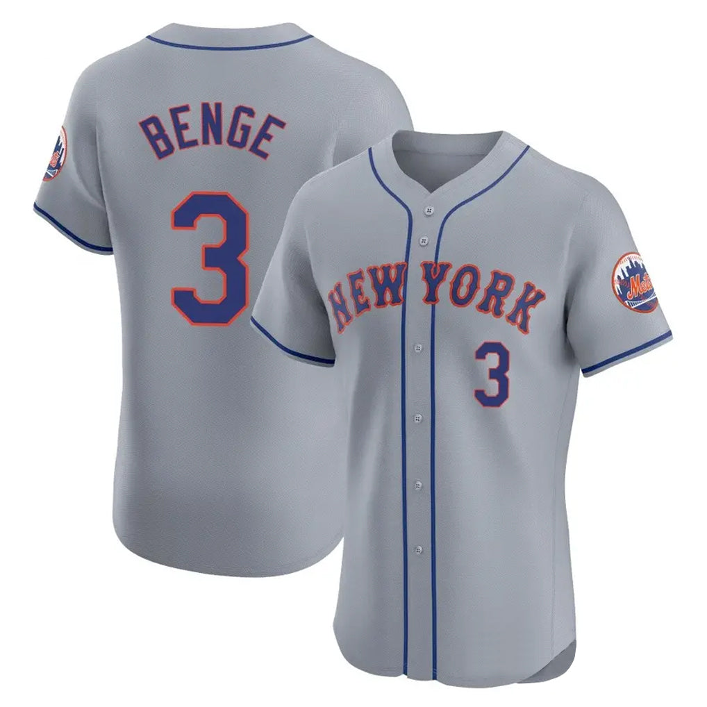 Fenge NY.Mets #3 Carson Benge Player Gray Road Limited Elite Home Stitched Jerseys