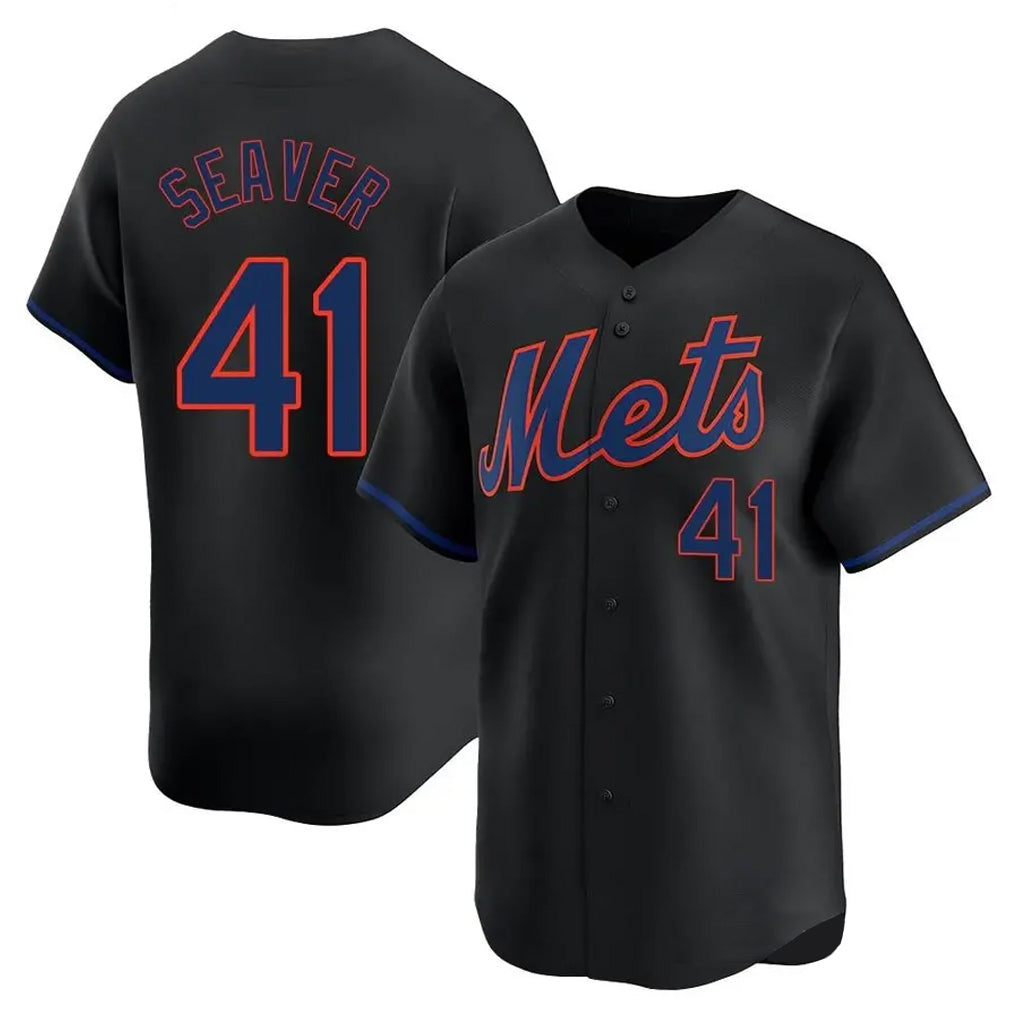 Fenge NY.Mets #41 Tom Seaver Player Black Alternate Home Limited Stitched Jerseys