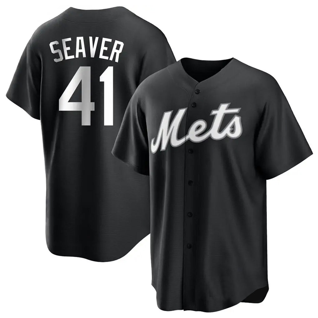 Fenge NY.Mets #41 Tom Seaver Player Black Home Game Stitched Jerseys