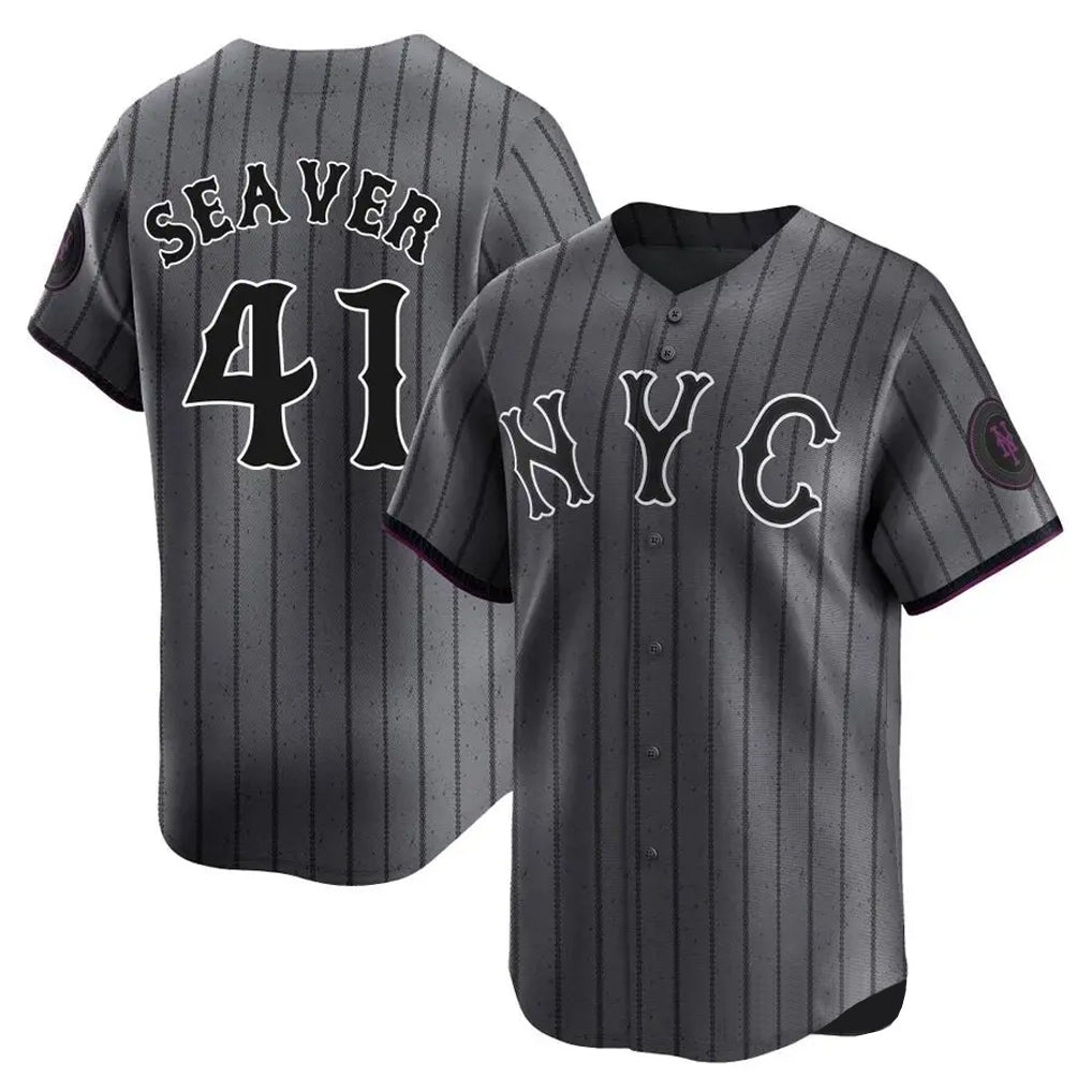 Fenge NY.Mets #41 Tom Seaver Player Gray City Connect Limited Stitched Jerseys