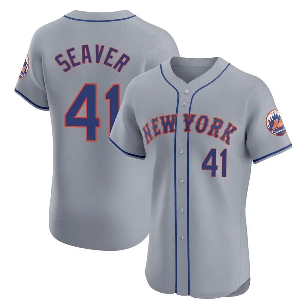 Fenge NY.Mets #41 Tom Seaver Player Gray Road Limited Elite Home Stitched Jerseys