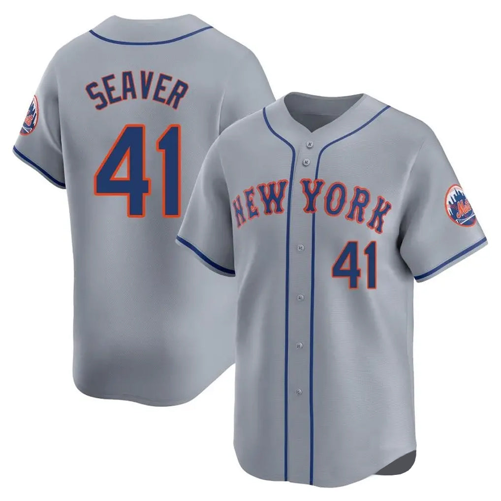 Fenge NY.Mets #41 Tom Seaver Player Gray Road Limited Home Stitched Jerseys