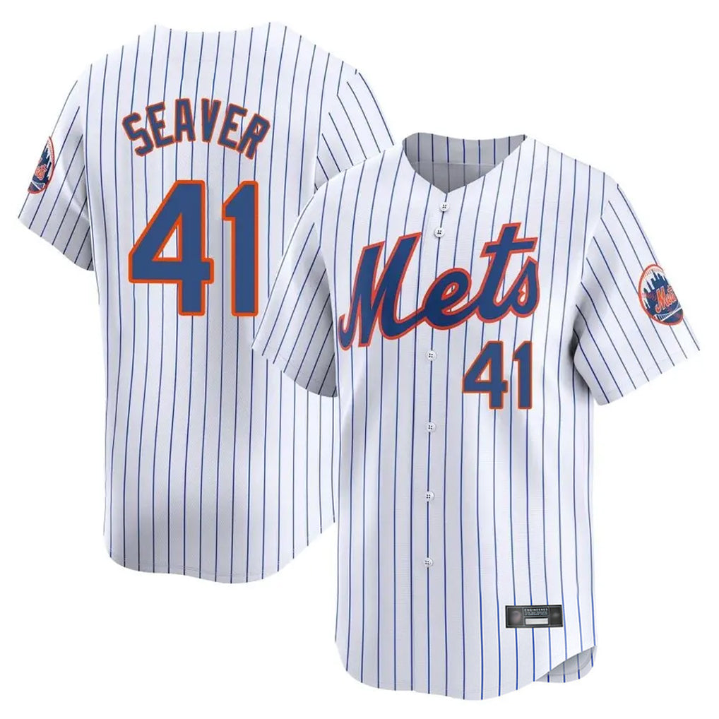 Fenge NY.Mets #41 Tom Seaver Player White Home Replica Stitched Jerseys