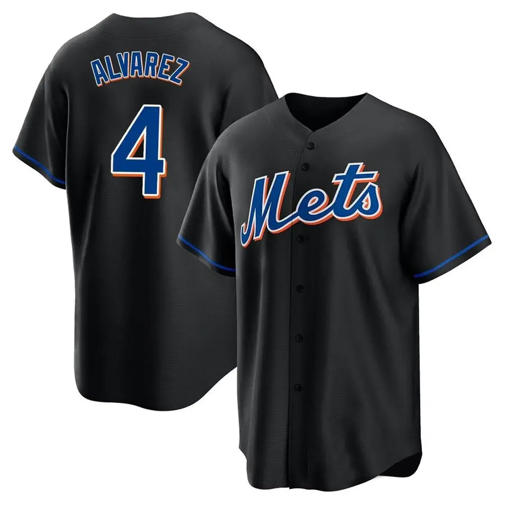 Fenge NY.Mets #4 Francisco Alvarez Player Black Replica Home Game Stitched Jerseys