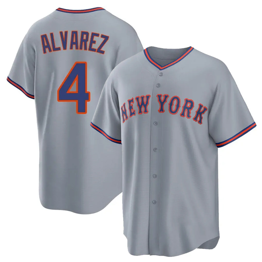 Fenge NY.Mets #4 Francisco Alvarez Player Gray Road Home Game Stitched Jerseys