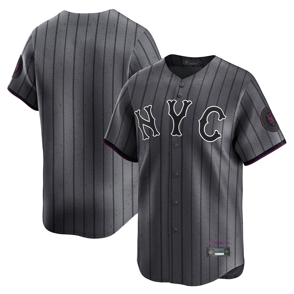 Fenge NY.Mets Blank Player Gray City Connect Limited Stitched Jerseys