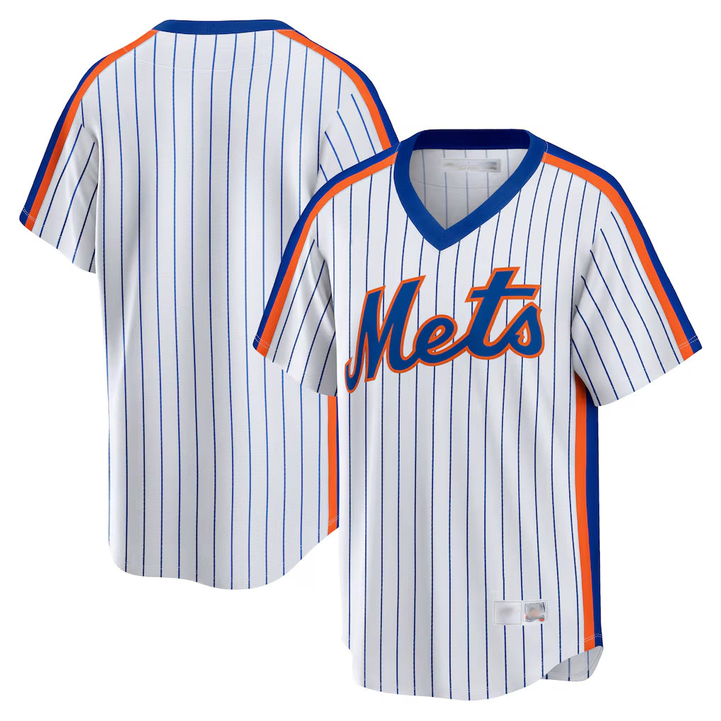 Fenge NY.Mets Blank Player White Cooperstown Collection T-shirt Home Stitched Jerseys