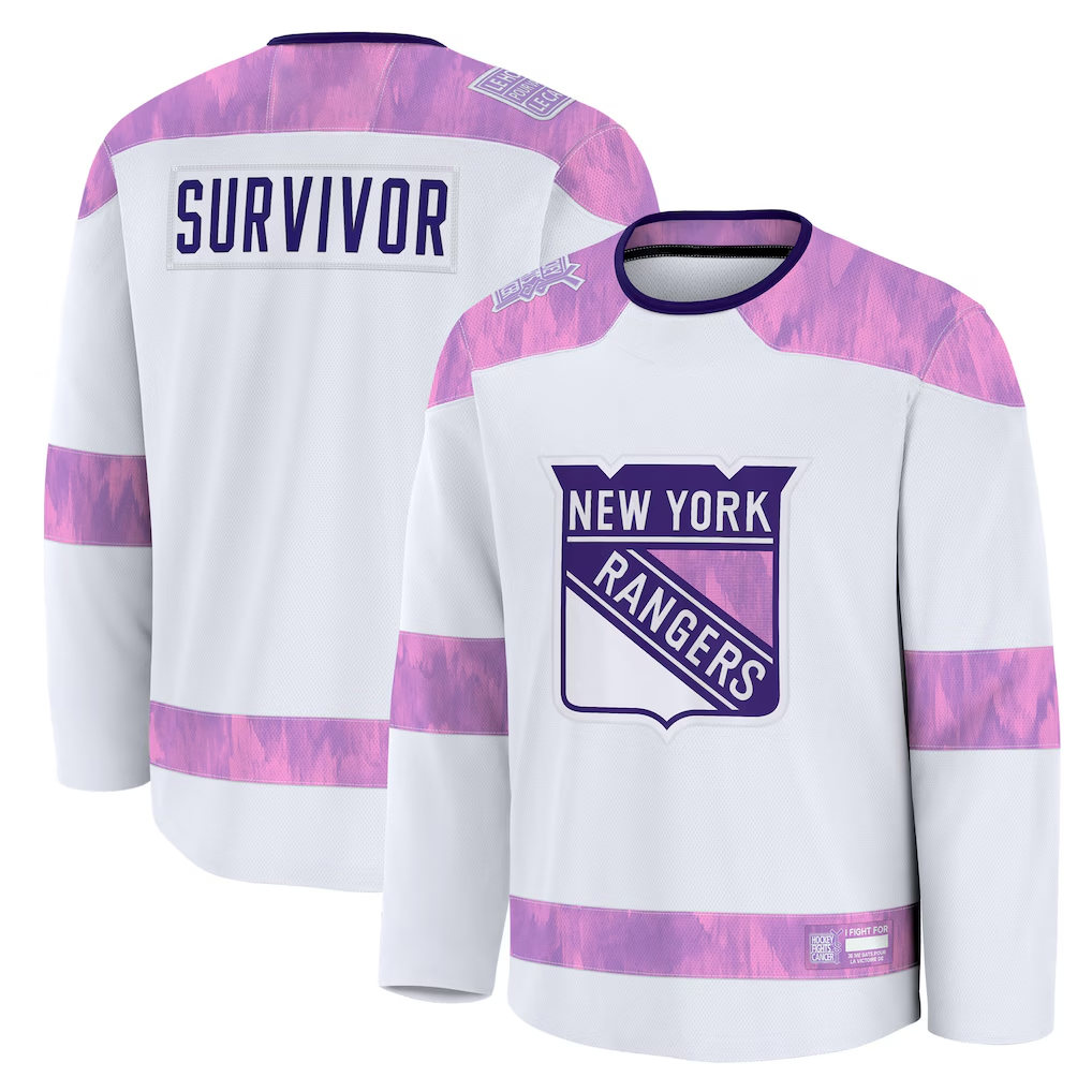 Fenge NY.Rangers White Hockey Fights Cancer Survivor Practice Jerseys
