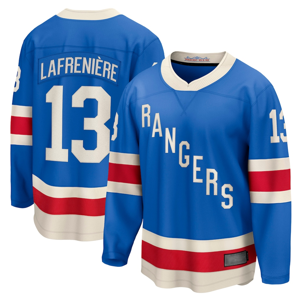 Fenge NY.Rangers #13 Alexis Lafreniere Blue Centennial Breakaway Jerseys