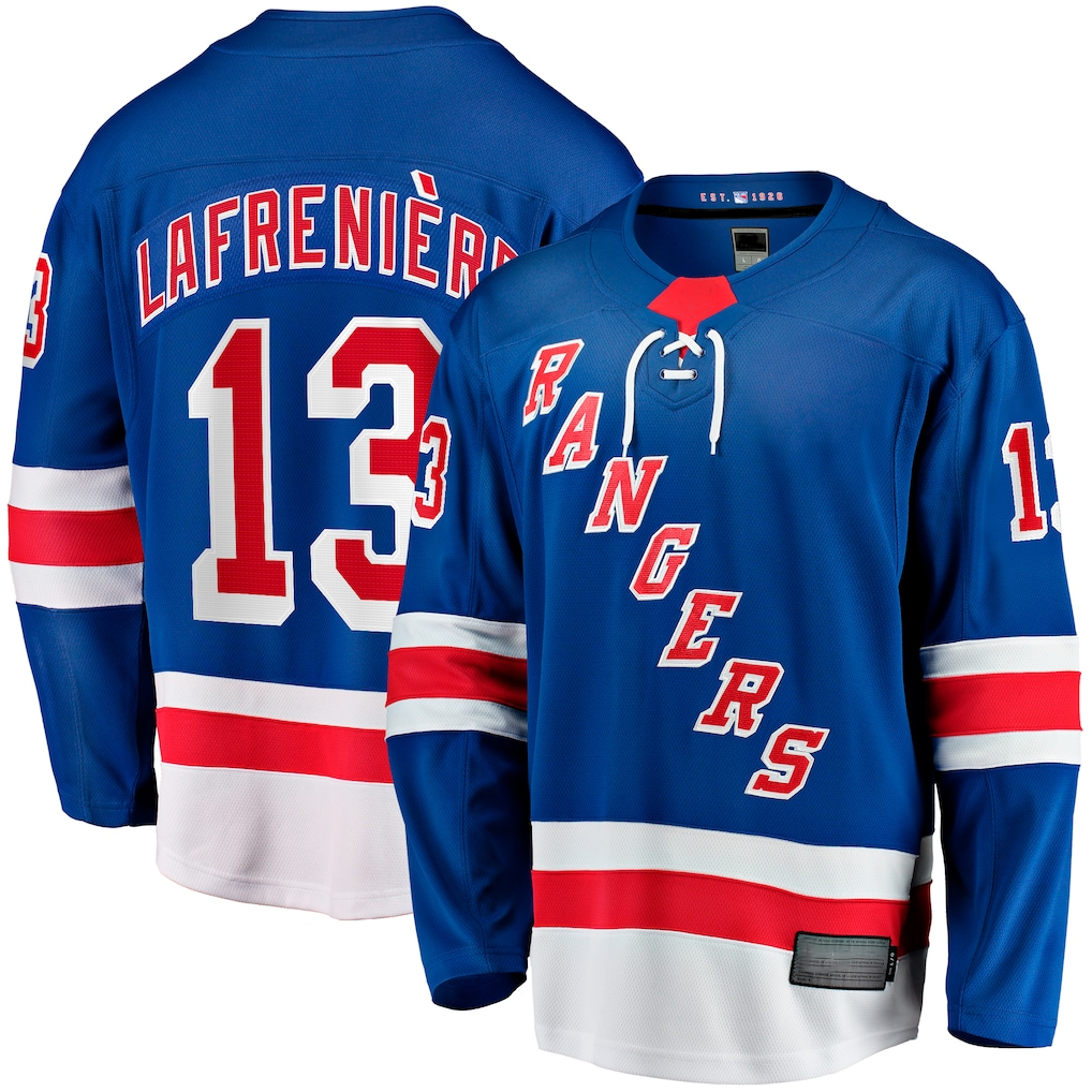 Fenge NY.Rangers #13 Alexis Lafreniere Blue Home Breakaway Jerseys