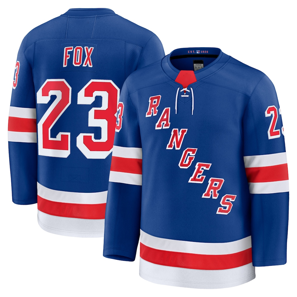 Fenge NY.Rangers #23 Adam Fox Blue Home Premium Jerseys