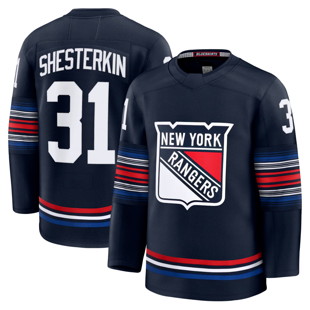 Fenge NY.Rangers #31 Igor Shesterkin Navy Alternate Premier Player Jerseys