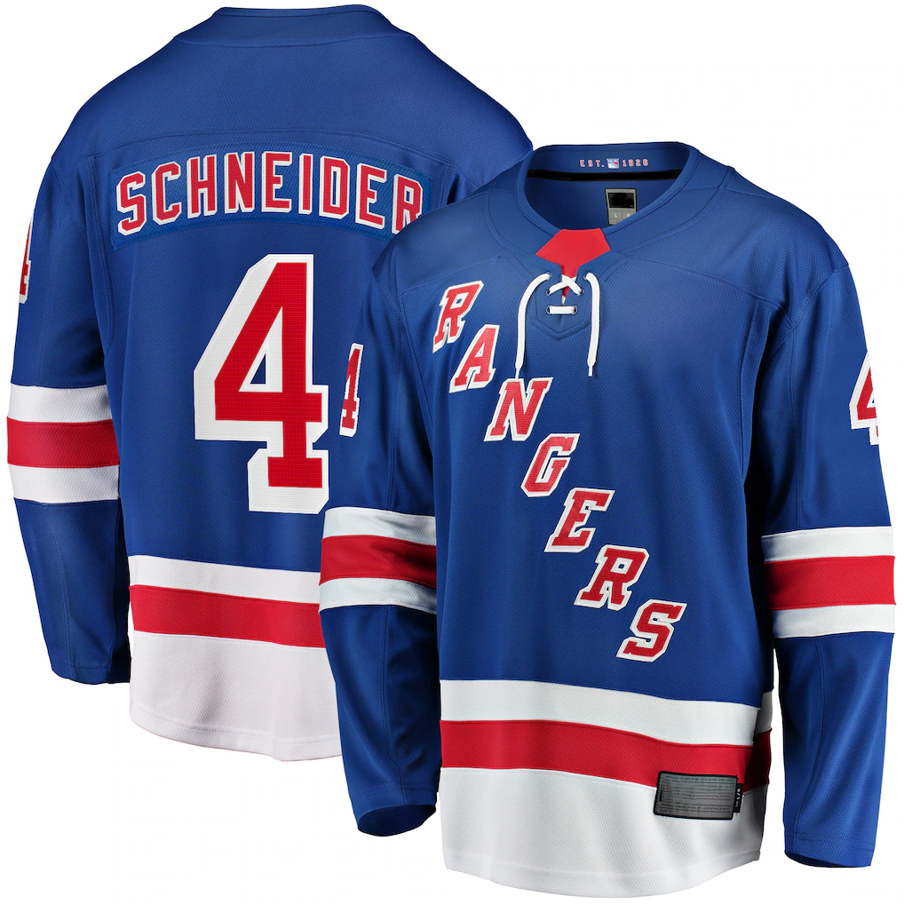 Fenge NY.Rangers #4 Braden Schneider Blue Home Premier Breakaway Jerseys