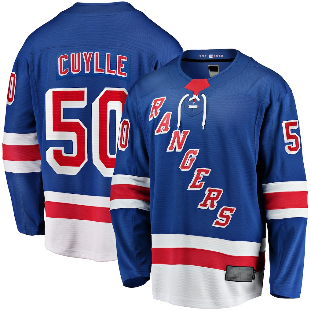 Fenge NY.Rangers #50 Will Cuylle Blue Home Premier Breakaway Player Jerseys