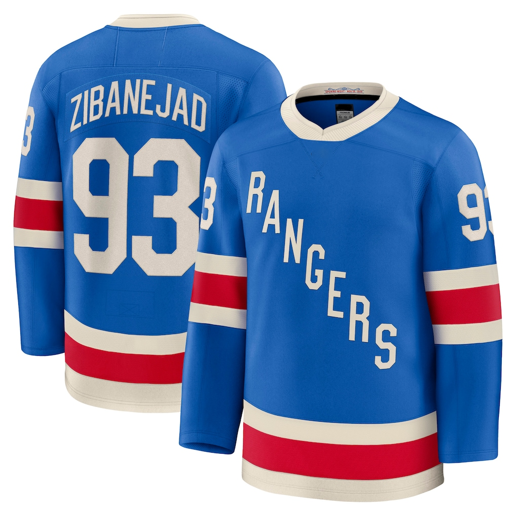 Fenge NY.Rangers #93 Mika Zibanejad Blue Centennial Premium Jerseys