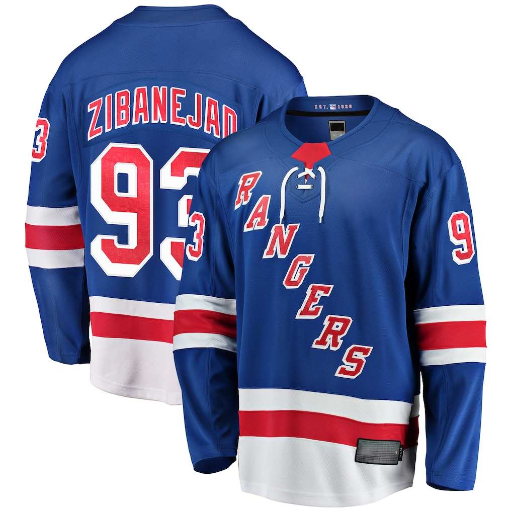 Fenge NY.Rangers #93 Mika Zibanejad Blue Home Breakaway Player Jerseys