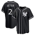 Fenge NY.Yankees #2 Derek Jeter Player Black Out Game Home Stitched Jerseys