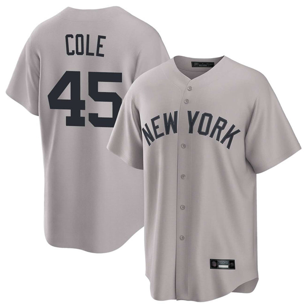 Fenge NY.Yankees #45 Gerrit Cole Player Gray Game Home Stitched Jerseys