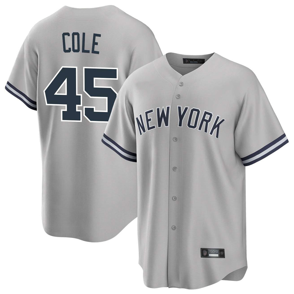 Fenge NY.Yankees #45 Gerrit Cole Player Gray Road Game Stitched Jerseys