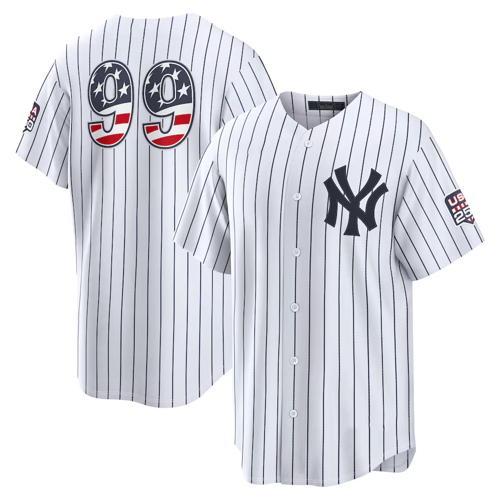 Fenge NY.Yankees #99 Aaron Judge White USA 250 Fourth of July Home Stadium Jersey