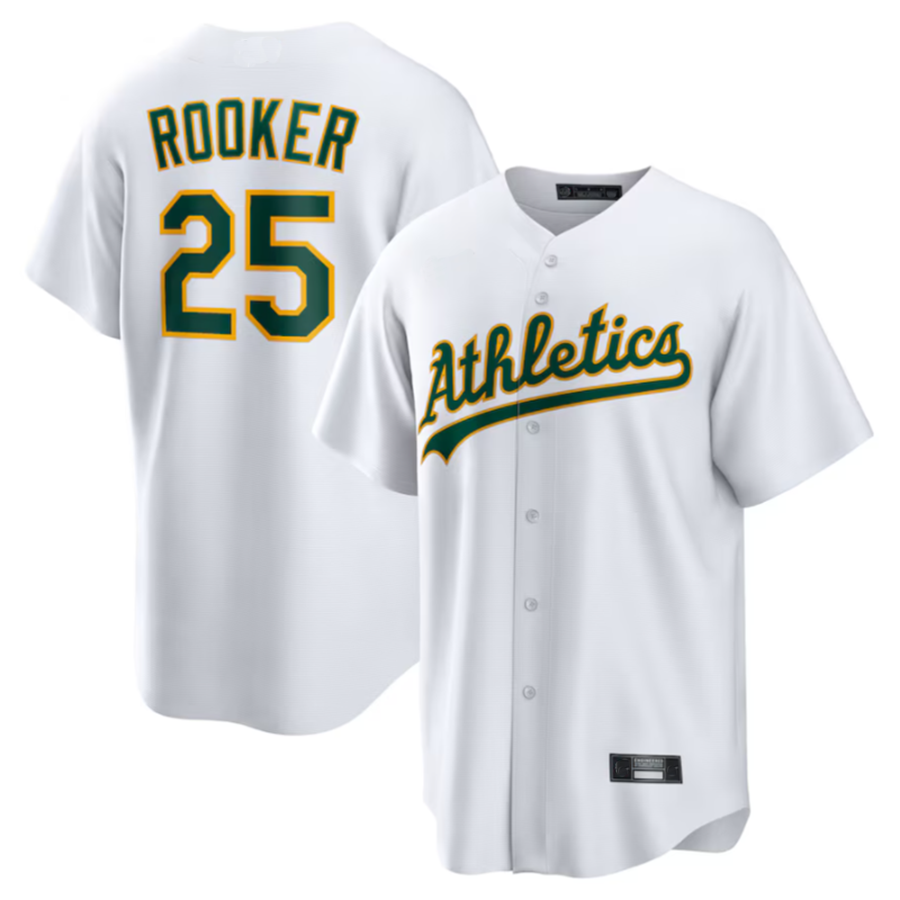 Fenge Athletics #25 Brent Rooker Player White Home Replica Jersey American Stitched Personalized Jerseys