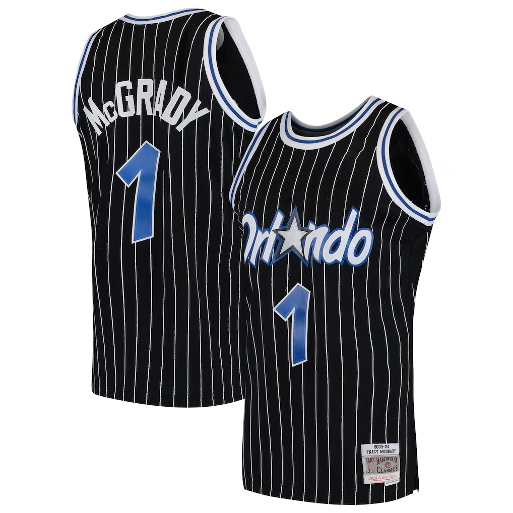 Fenge O.Magic #1 Tracy McGrady Mitchell & Ness Black Hardwood Classics Swingman Jerseys