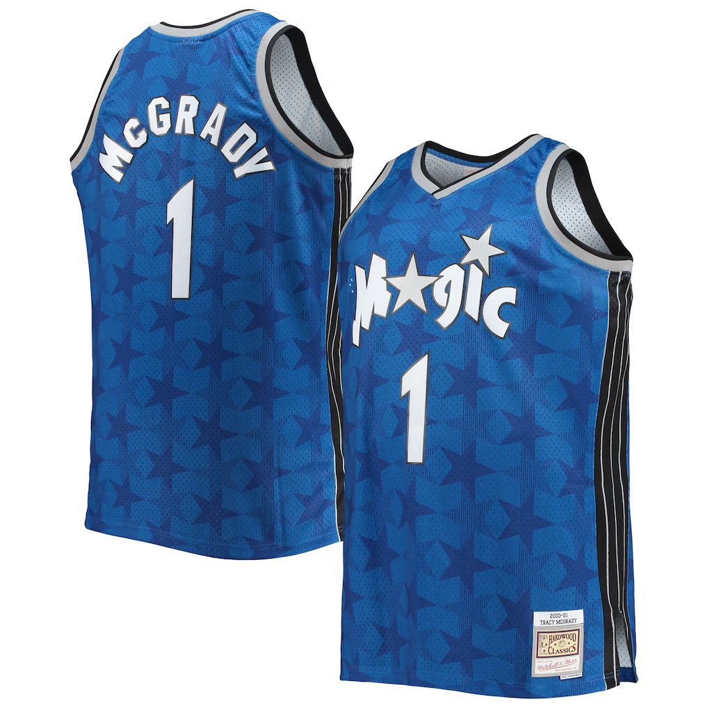 Fenge O.Magic #1 Tracy McGrady Mitchell & Ness Blue Big & Tall 200001 Hardwood Classics Swingman Jerseys