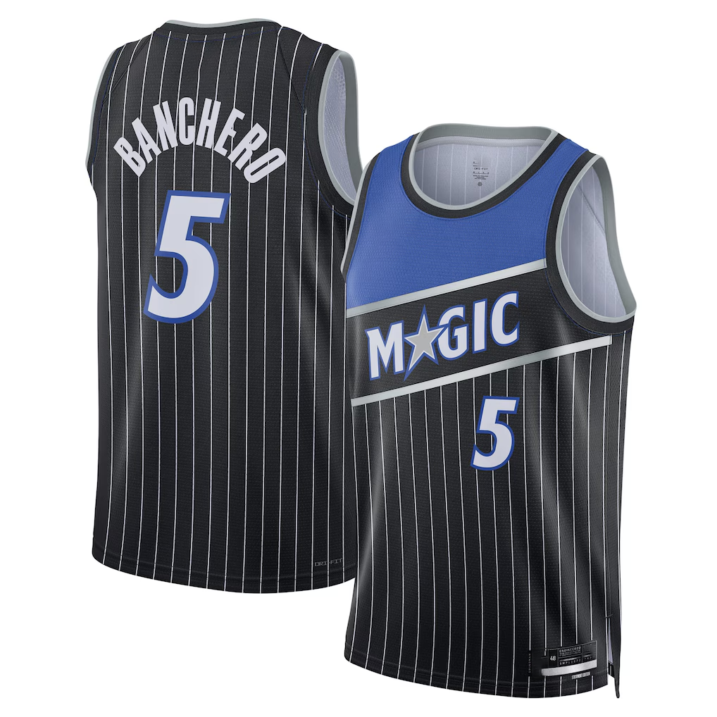 Fenge O.Magic #5 Paolo Banchero Black Swingman Jerseys - Statement Edition