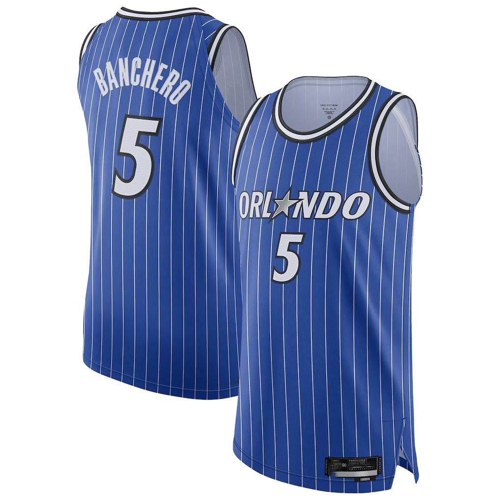 Fenge O.Magic #5 Paolo Banchero Blue Authentic Player Jerseys - Icon Edition